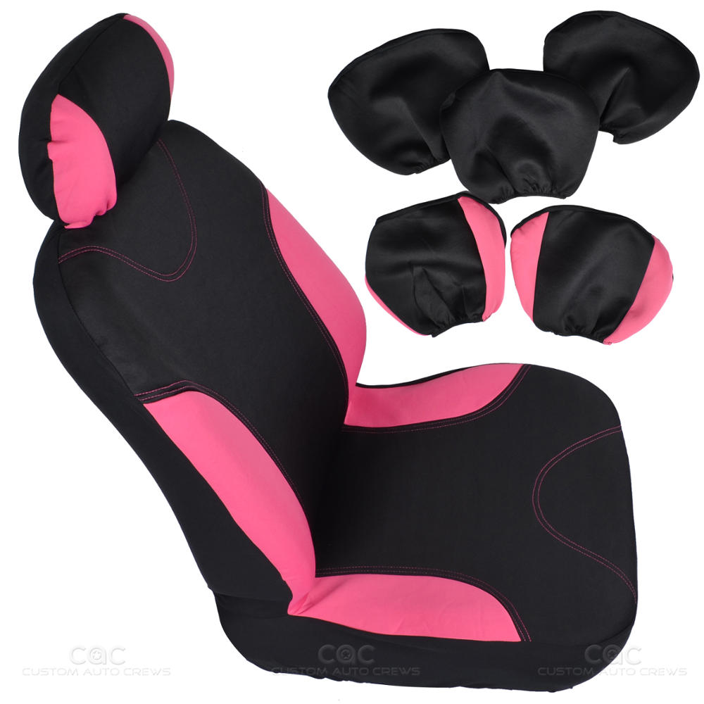 13pc Seat Covers Floor Mats For Car Black Pink W Pink Hearts Design Bucatti 13pc Seat Covers Floor Mats For Car Black Pink W Pink Hearts Design Bucatti
