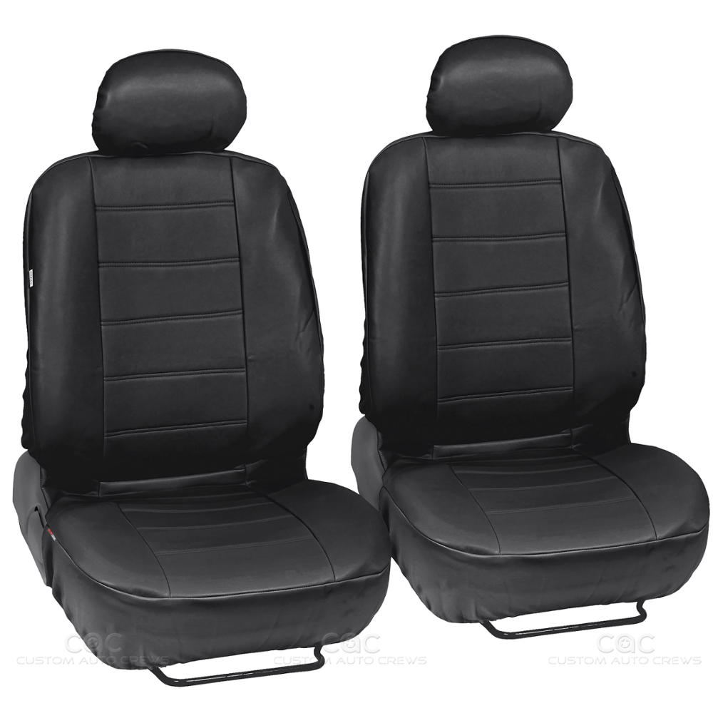 Black Synthetic Leather Set Car Seat Cover Genuine Leather