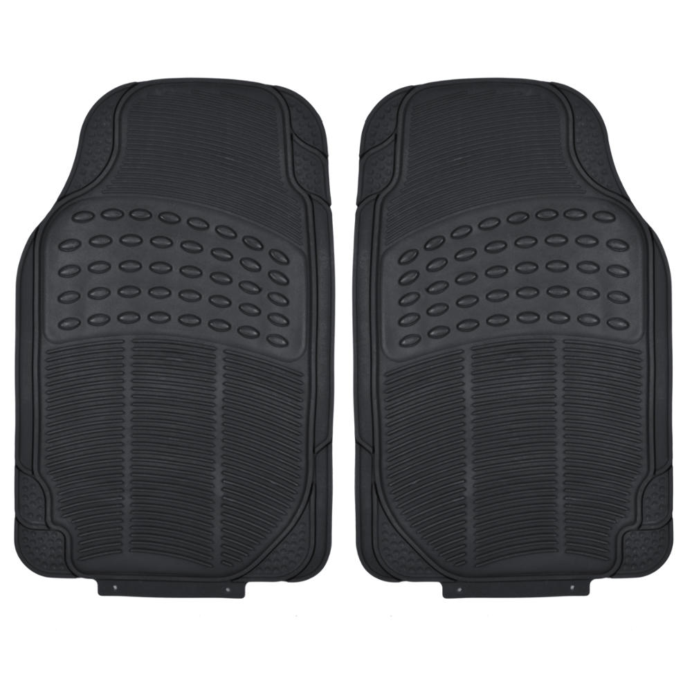 Black Rubber Car Floor Mats Front 2 Piece Set All Weather Protection ...